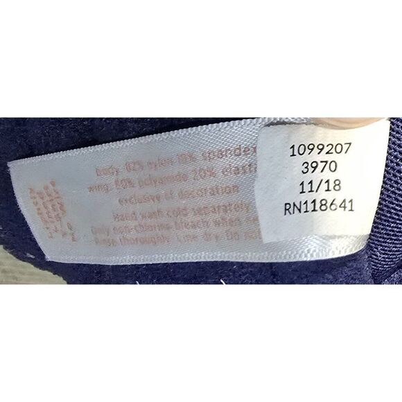 Cacique Womens Navy Blue Plunge Bra With Adjustable Straps Back Closure Sz 40F - Picture 8 of 10